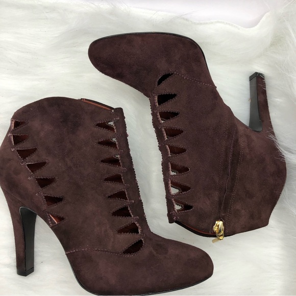 ‼️SALE‼️✨AERIN Zip-Up Suede Booties Eggplant Wmn Sz 7 - Picture 3 of 12